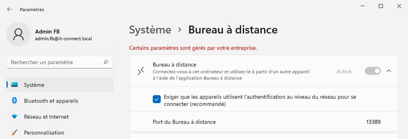 Windows 11 - Bureau à distance configuré par GPO