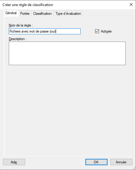 Classification FSRM - Créer une règle - 2