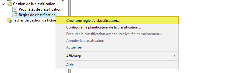 Classification FSRM - Créer une règle - 1