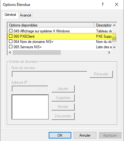 DHCP - Ajouter option 60 avec PowerShell