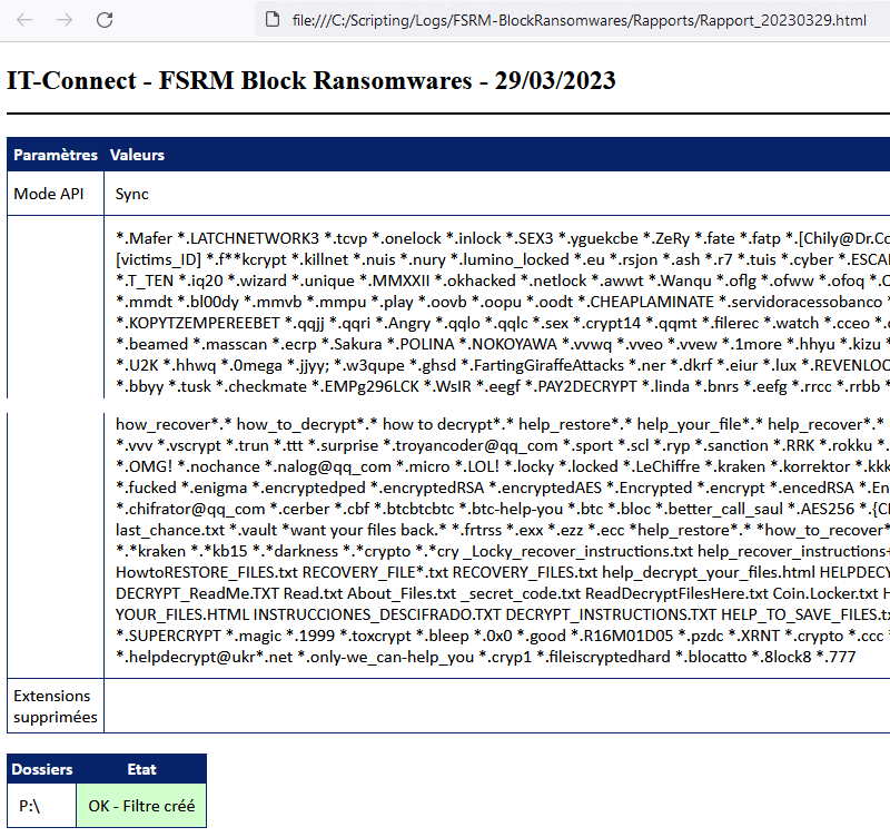 BlockRansomwares - FSRM - Rapport e-mail