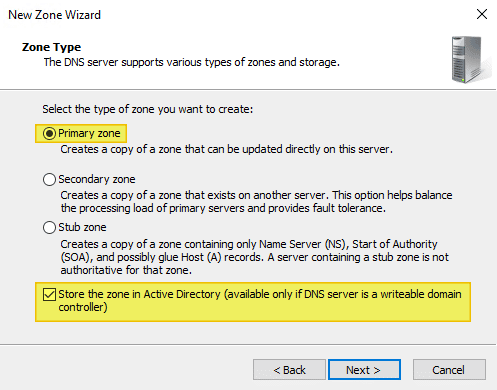 Exchange - Zone DNS interne Active Directory - Etape 2