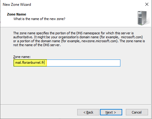 Exchange - Zone DNS interne Active Directory - Etape 4