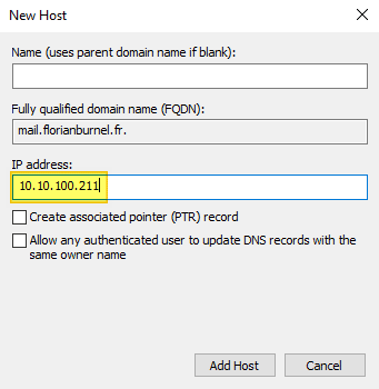 Exchange - Zone DNS interne Active Directory - Etape 7