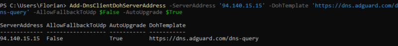 Windows Server 2022 - Add-DnsClientDohServerAddress