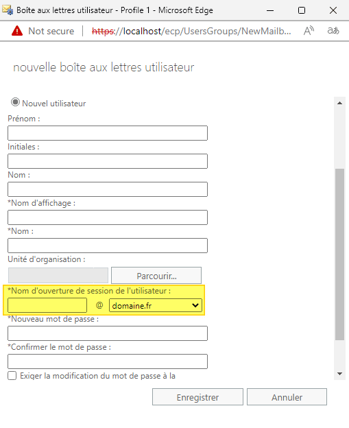 Exchange - Choix du suffixe UPN