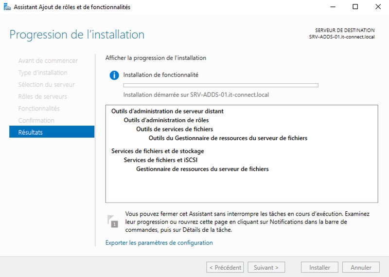 Installation FSRM - Windows Server 2022 - Etape 3