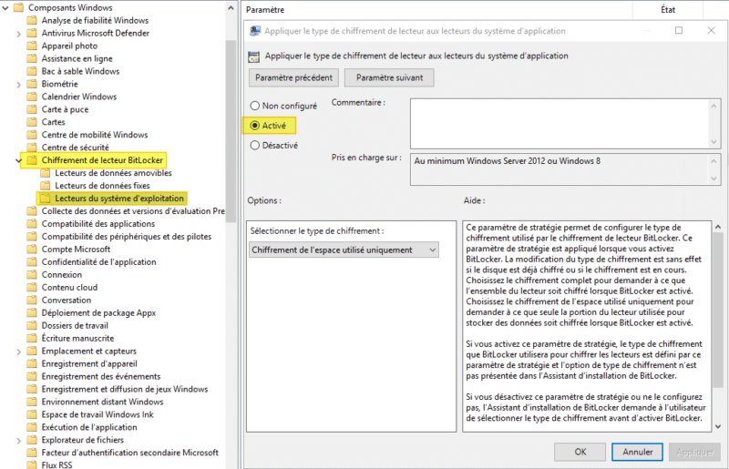 Configuration du paramètre 