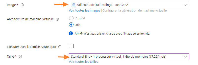 Kali Linux - Créer une VM Azure - Etape 4
