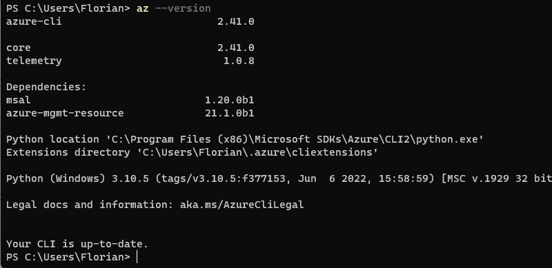 Azure CLI - Obtenir la version