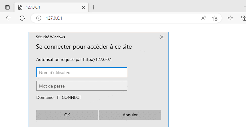 IIS - Authentification pour accéder au site Web