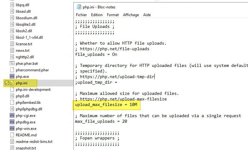 Configuration php.ini sur Windows avec IIS