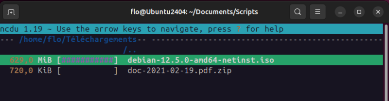 Ubuntu - Exemple ncdu