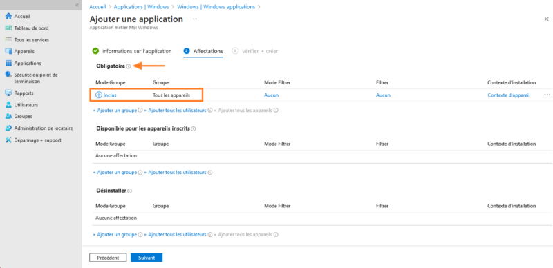 Intune - Application MSI - Etape 4