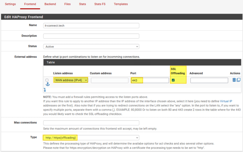 PfSense - HAProxy Frontend