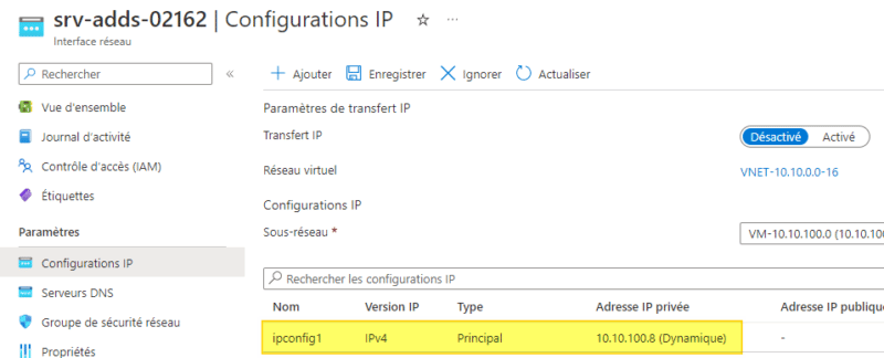 Azure - VM - Configurations IP