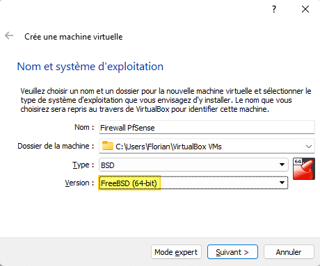 VM VirtualBox Pfsense