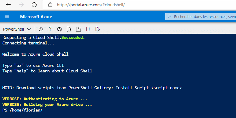 Azure Cloud Shell en mode Web