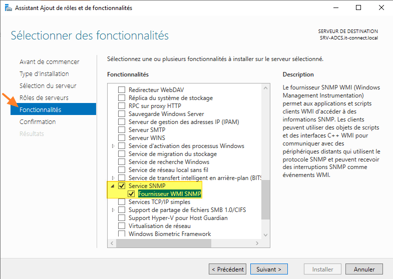 Installer SNMP Windows Server 2022