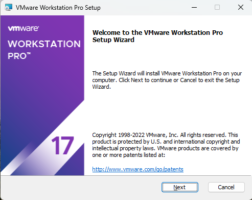 Installer VMware Workstation Pro 17 - Etape 1