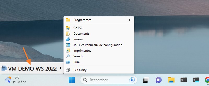 VMware Workstation ou Player - Mode Unity - Etape 2