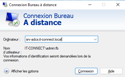 Connexion Bureau à distance