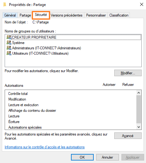 Windows - Permissions NTFS