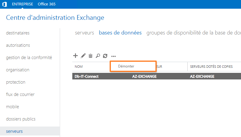 Exchange - Démonter une base de données