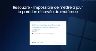 Impossible de mettre à jour la partition réservée du système