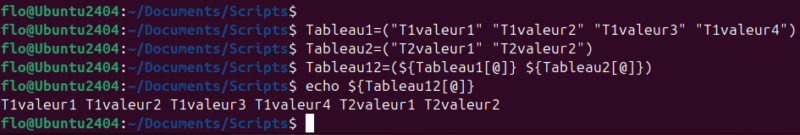 Bash - Concaténer des tableaux